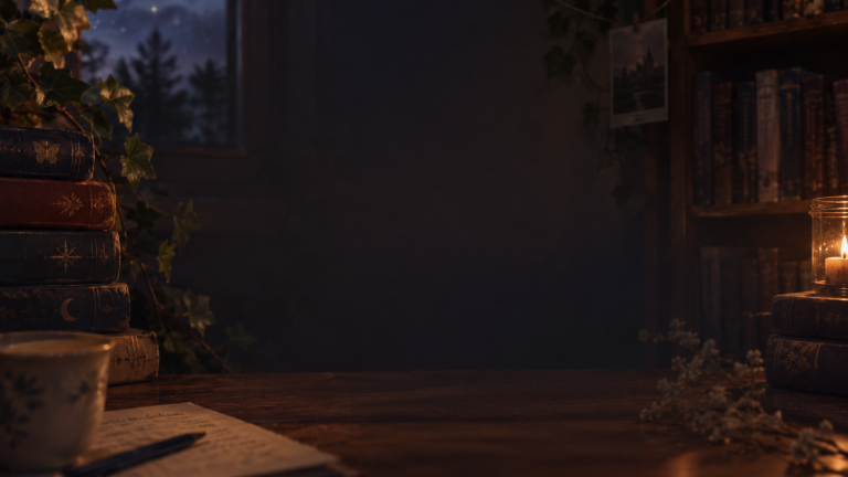 Cozy Moonlit Library Nook